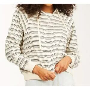NWT Billabong Surfline Striped Pullover Hoodie Size Small in Cream and Black